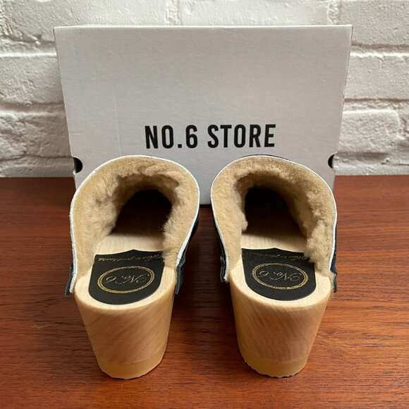 No6 Store "Dakota" Shearling Clog in Ink Aviator EU40 NWT - Picture 7 of 11